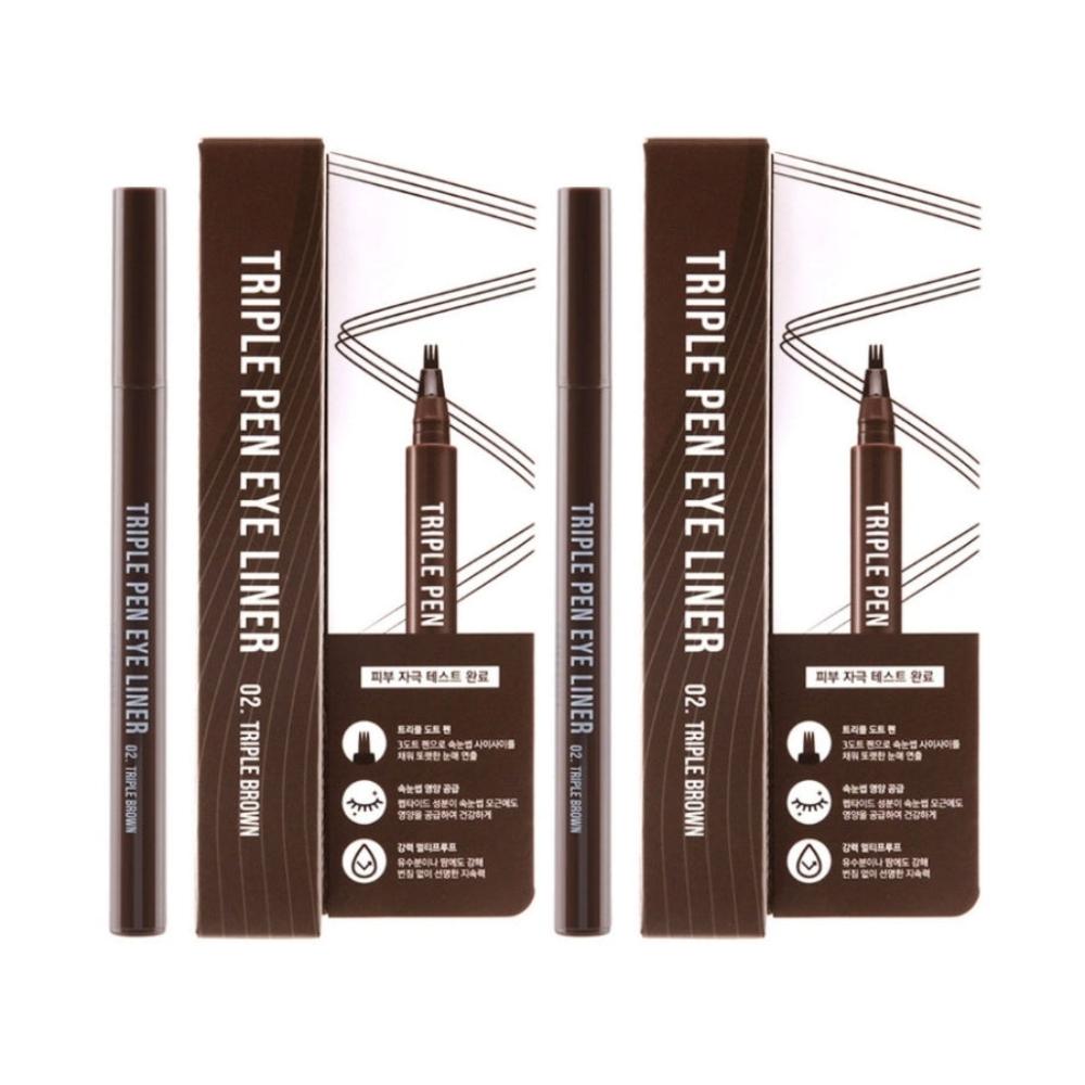 RiRe Triple Pen Eye Liner 02. Triple Brown 0.9g*2Pcs