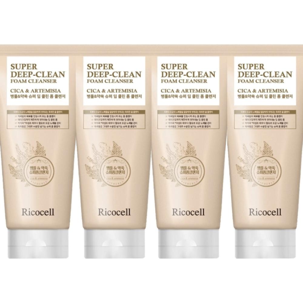 Ricocell Cica & Artemisia Super Deep Clean Foam Cleanser 120ml*4Pcs