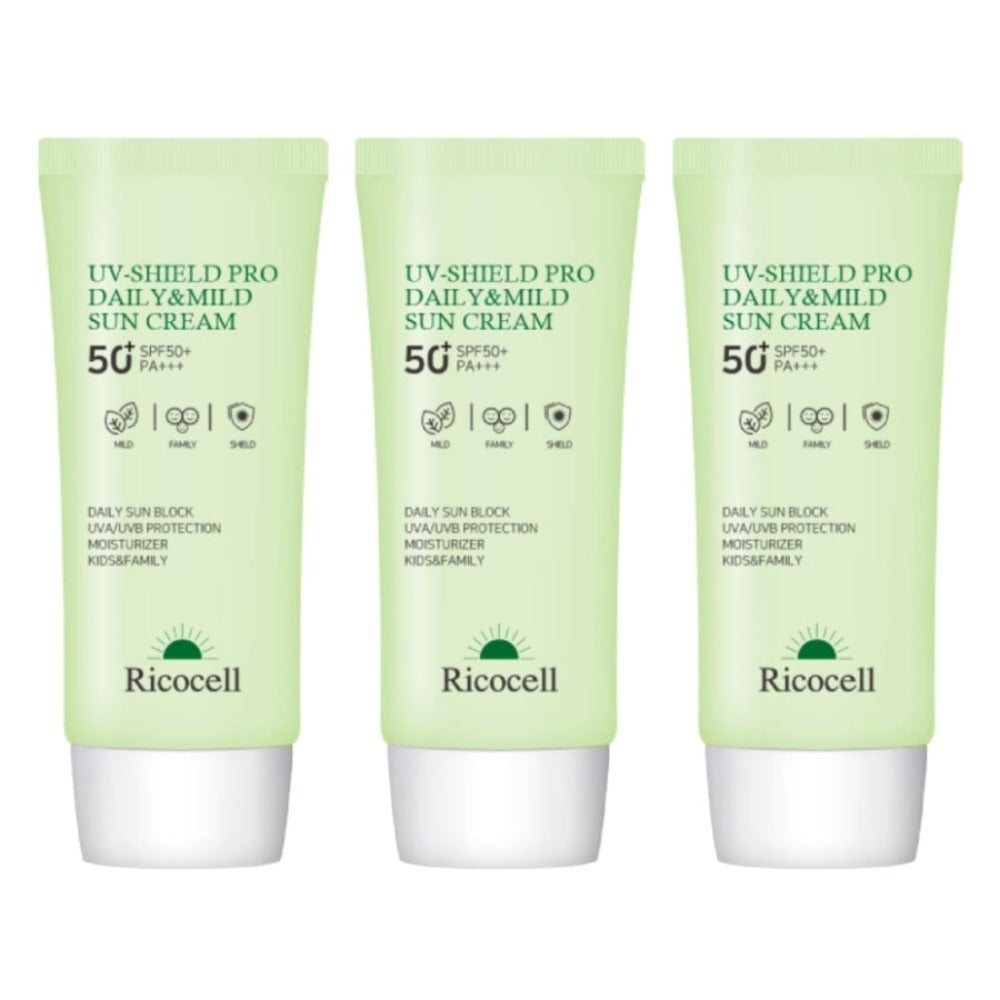 Ricocell UV-Shield Pro Daily & Mild Sun Cream SPF50+ PA+++ 70ml*3Pcs