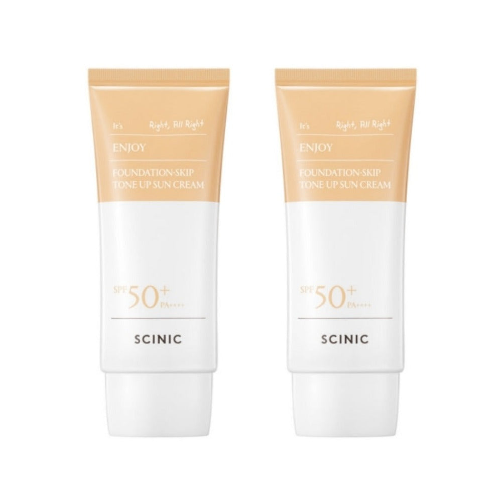 SCINIC Enjoy Foundation-Skip Tone Up Sun Cream EX SPF50+ PA++++ 50ml*2Pcs