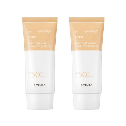 SCINIC Enjoy Foundation-Skip Tone Up Sun Cream EX SPF50+ PA++++ 50ml*2Pcs