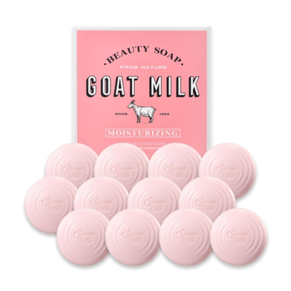 Shower Mate Goat Milk Moisturizing Beauty Soap with Strawberry 90g*12Pcs