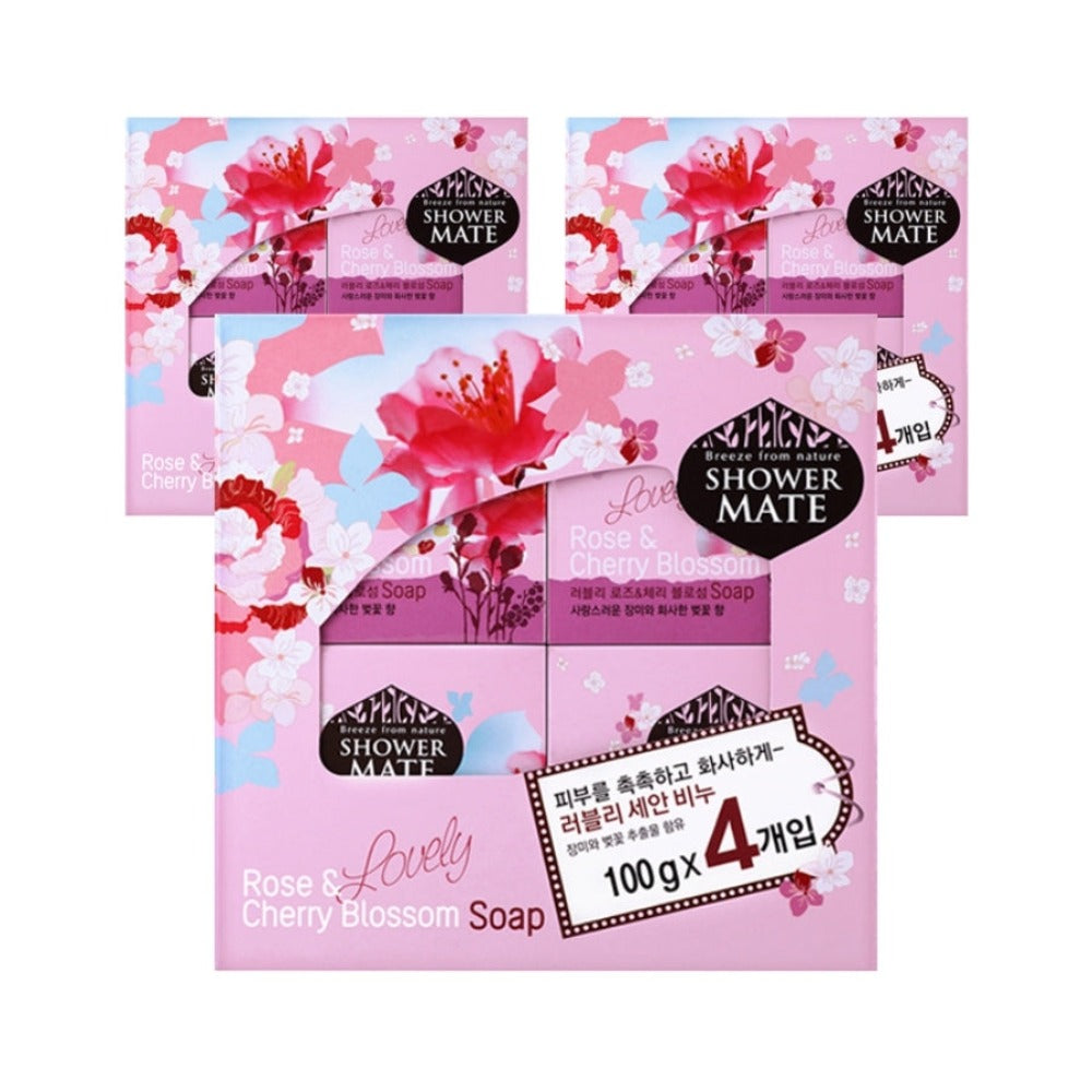 Shower Mate Lovely Rose & Cherry Blossom Soap 100g*12Pcs