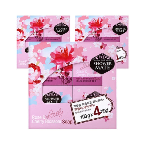 Shower Mate Lovely Rose & Cherry Blossom Soap 100g*12Pcs