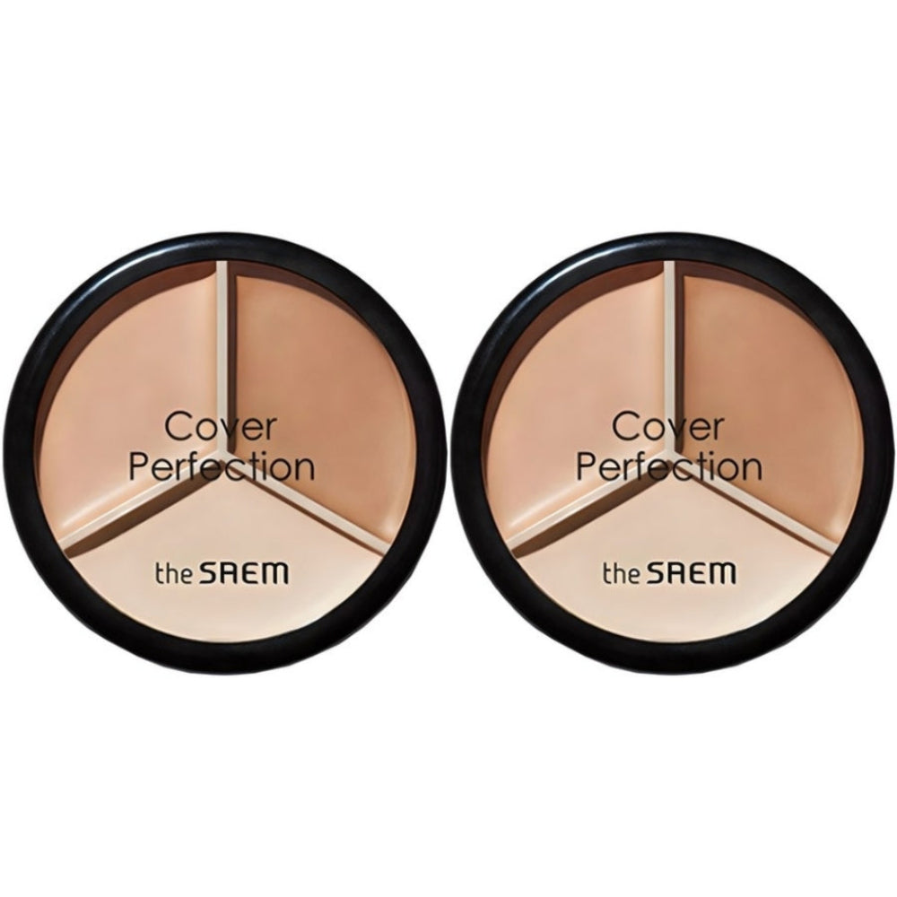 THE SAEM Cover Perfection Triple Pot Concealer 02 Contour Beige 4.5g*3 Colors X 2Pcs