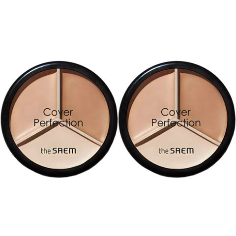 THE SAEM Cover Perfection Triple Pot Concealer 02 Contour Beige 4.5g*3 Colors X 2Pcs