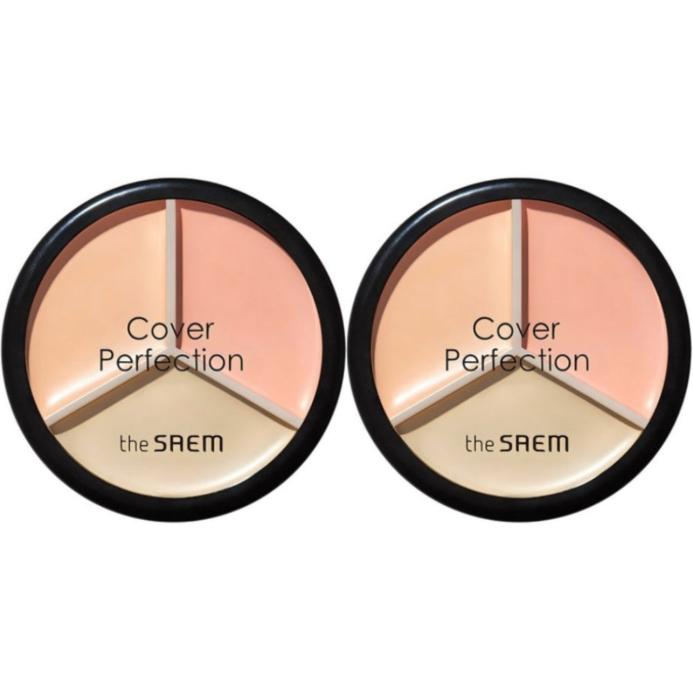 THE SAEM Cover Perfection Triple Pot Concealer 03 Correct Up Beige 4.5g*3 Colors X 2Pcs