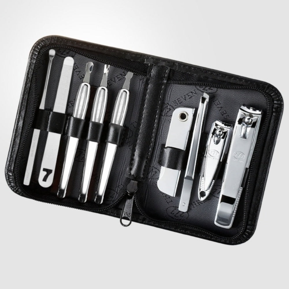 777 Three Seven Silver Nail Clippers 9 Pieces Beauty Set TS-805C Made in Korea