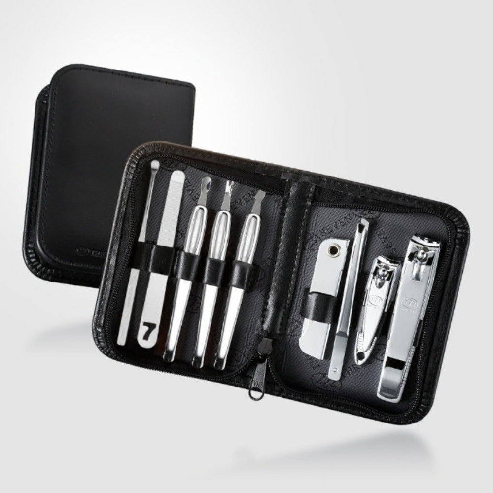 777 Three Seven Silver Nail Clippers 9 Pieces Beauty Set TS-805C Made in Korea