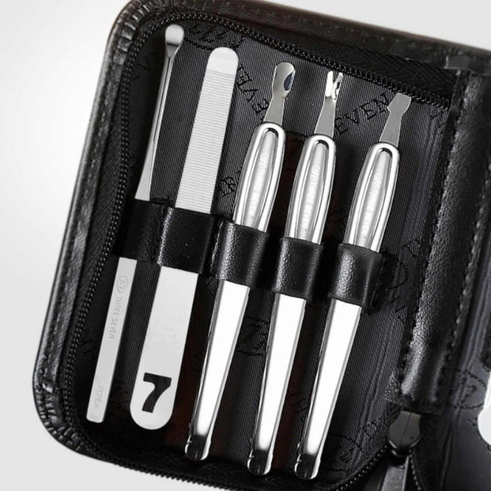 777 Three Seven Silver Nail Clippers 9 Pieces Beauty Set TS-805C Made in Korea
