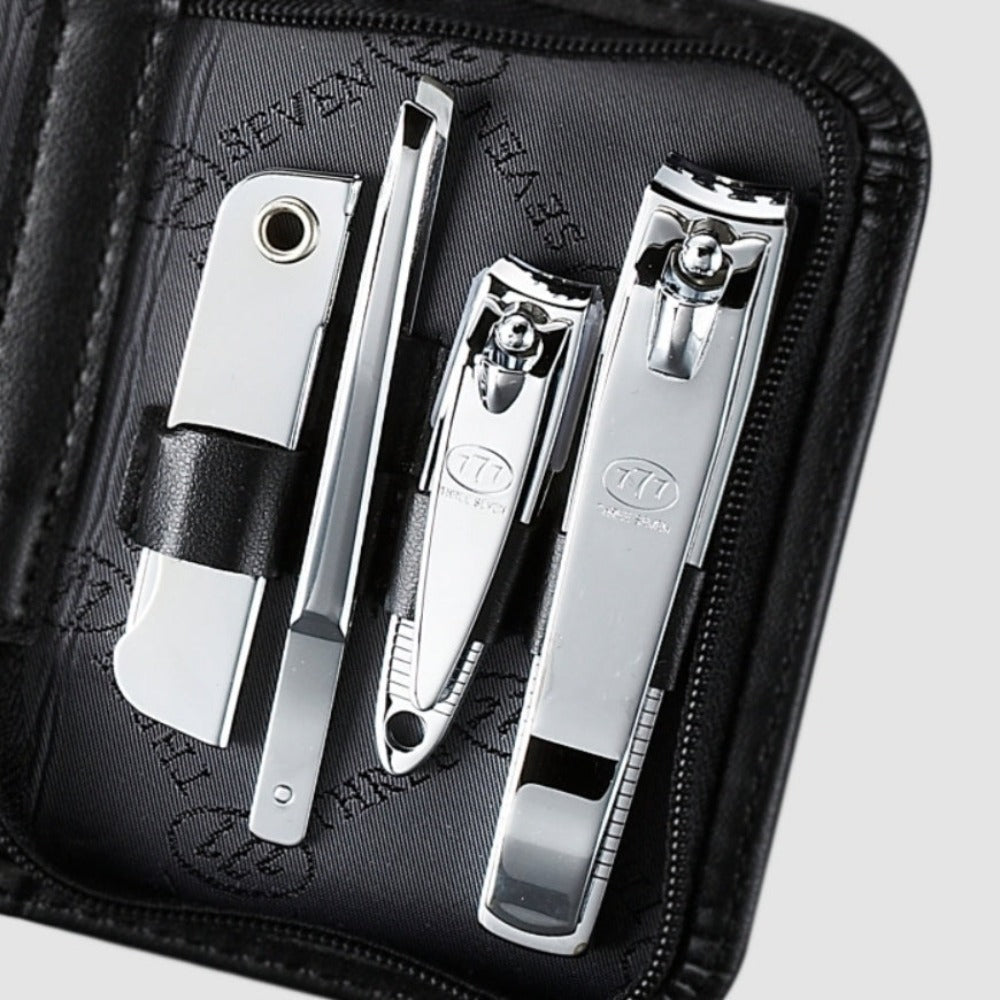 777 Three Seven Silver Nail Clippers 9 Pieces Beauty Set TS-805C Made in Korea