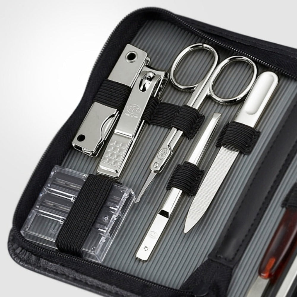777 Three Seven Silver Nail Clippers 10 Pieces Beauty Set TS-153RC Made in Korea