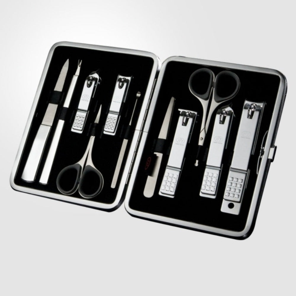 777 Three Seven Silver Nail Clippers 11 Pieces Beauty Set TS-393C Made in Korea