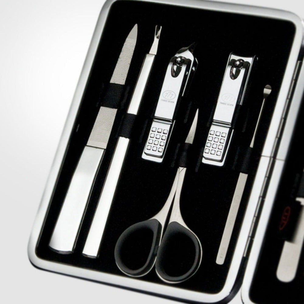 777 Three Seven Silver Nail Clippers 11 Pieces Beauty Set TS-393C Made in Korea