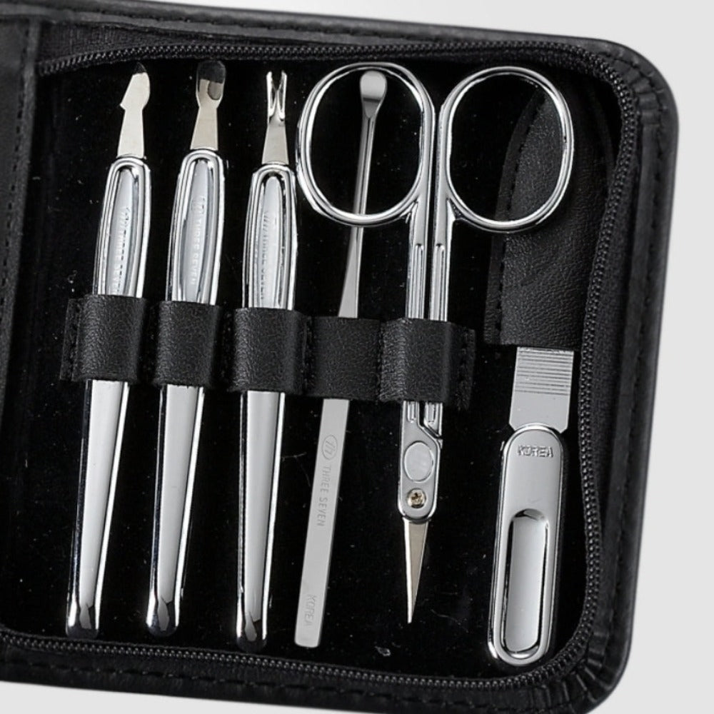 777 Three Seven Silver Nail Clippers 11 Pieces Beauty Set TS-810C Made in Korea