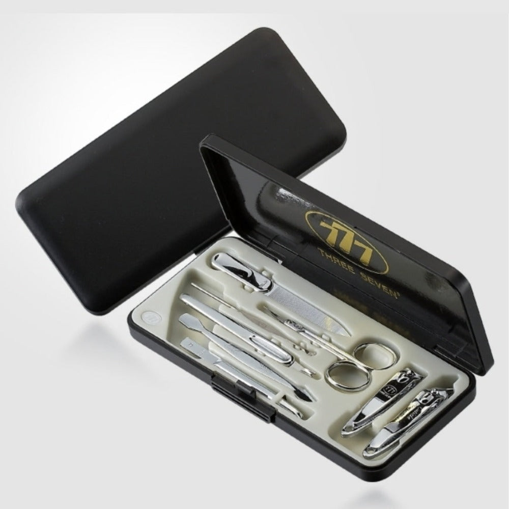 777 Three Seven Silver Nail Clippers 8 Pieces Beauty Set TS-037C Made in Korea