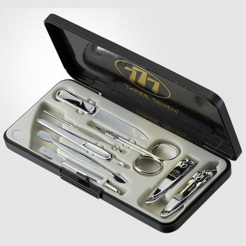 777 Three Seven Silver Nail Clippers 8 Pieces Beauty Set TS-037C Made in Korea