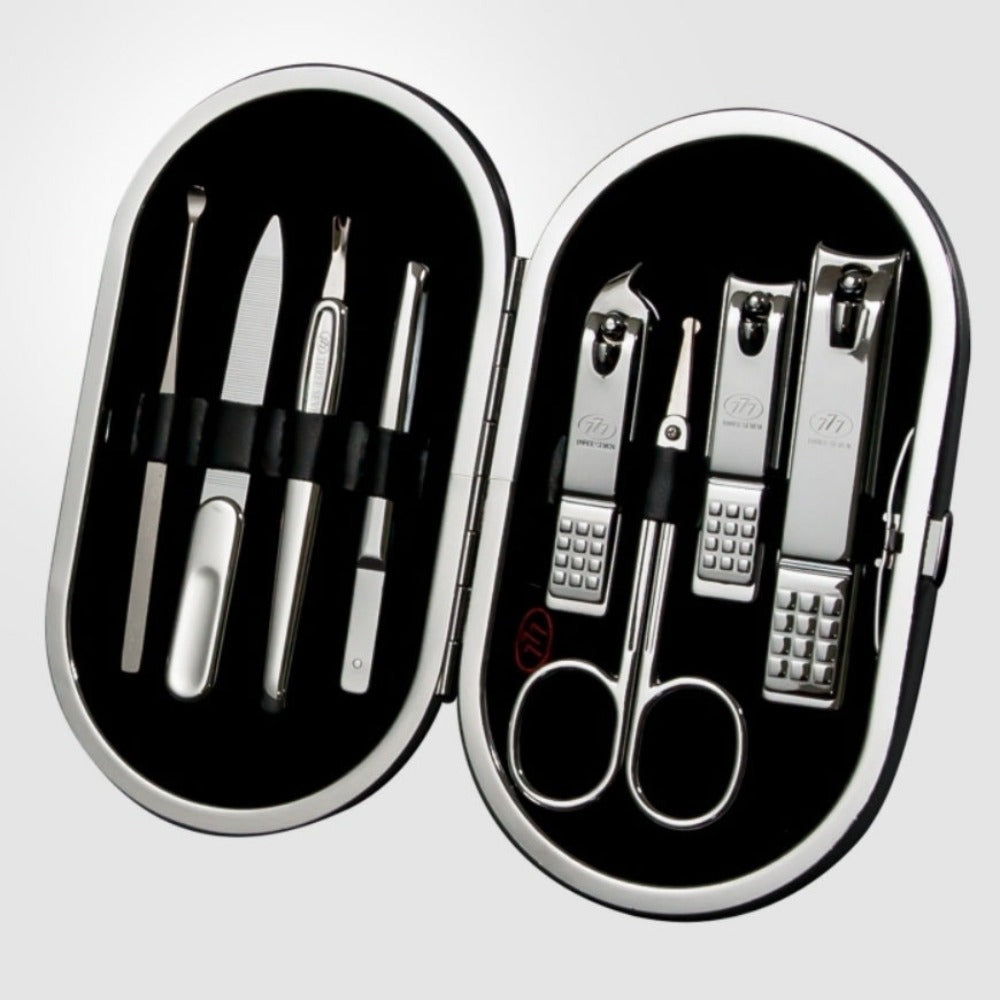 777 Three Seven Silver Nail Clippers 8 Pieces Beauty Set TS-392RC Made in Korea