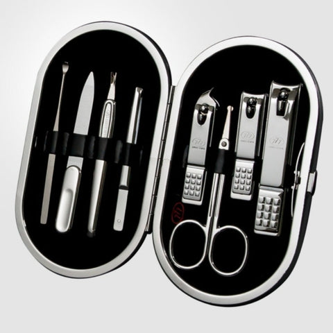 777 Three Seven Silver Nail Clippers 8 Pieces Beauty Set TS-392RC Made in Korea