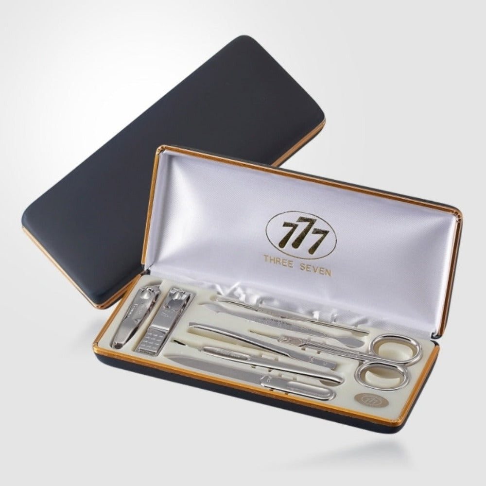 777 Three Seven Silver Nail Clippers 8 Pieces Beauty Set TS-636C Made in Korea