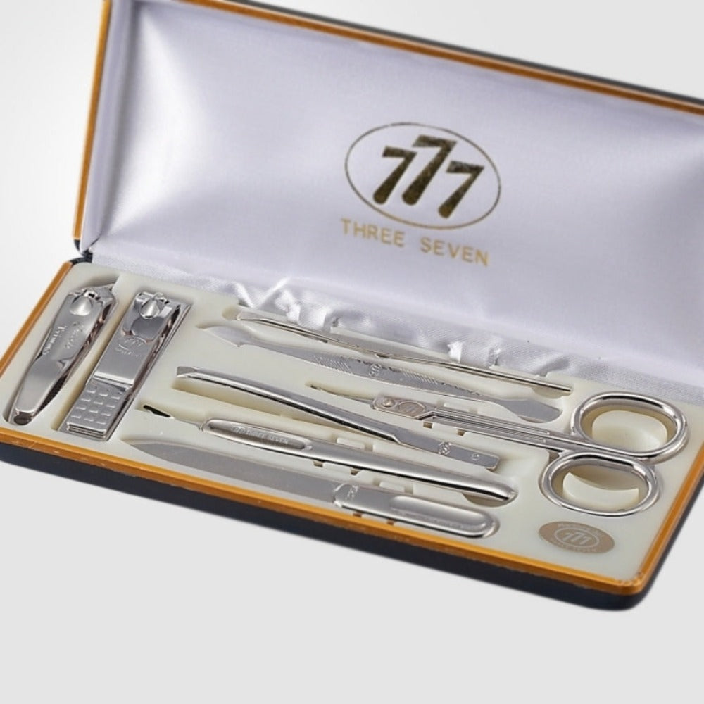 777 Three Seven Silver Nail Clippers 8 Pieces Beauty Set TS-636C Made in Korea