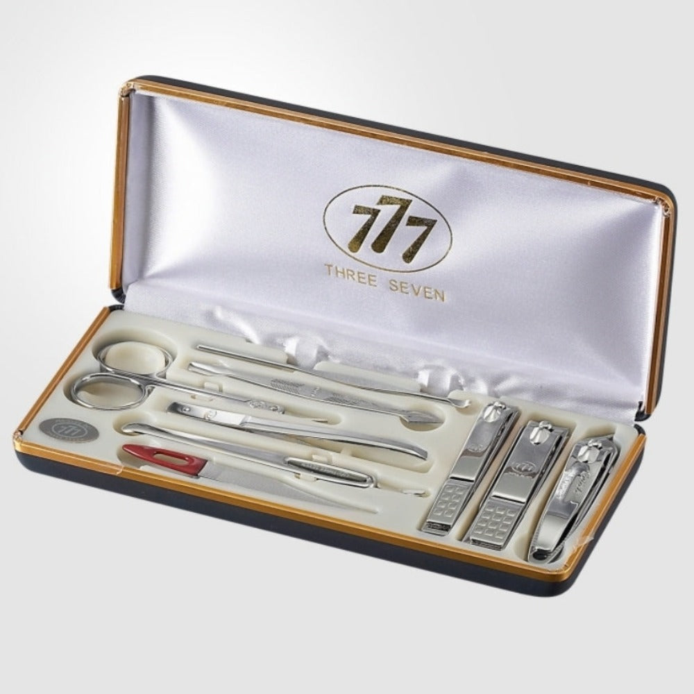 777 Three Seven Silver Nail Clippers 9 Pieces Beauty Set TS-636XC Made in Korea