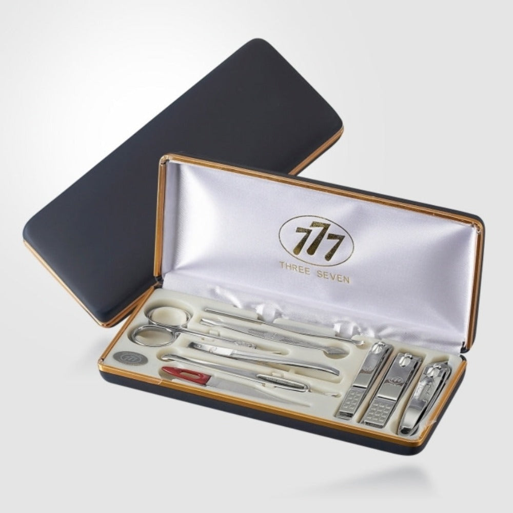 777 Three Seven Silver Nail Clippers 9 Pieces Beauty Set TS-636XC Made in Korea