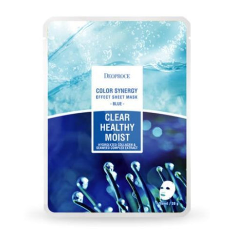 Deoproce Color Synergy Effect Sheet Mask Blue Hydrolyzed Collagen and Seaweed Complex Extract 20g*5ea
