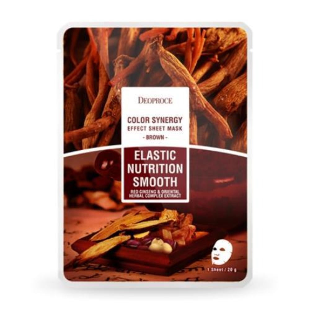 Deoproce Color Synergy Effect Sheet Mask Brown Red Ginseng and Oriental Herbal Complex Extract 20g*5ea