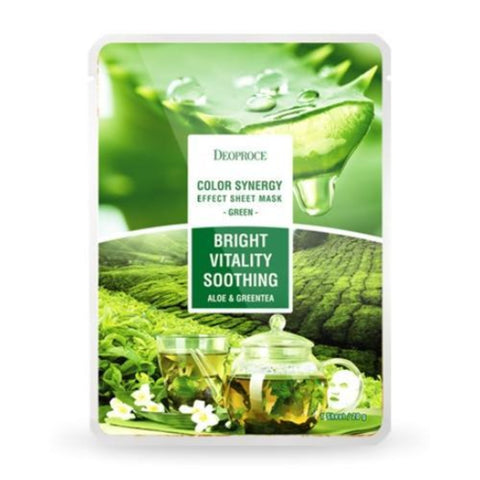 Deoproce Color Synergy Effect Sheet Mask Green Aloe and Green Tea 20g*5ea