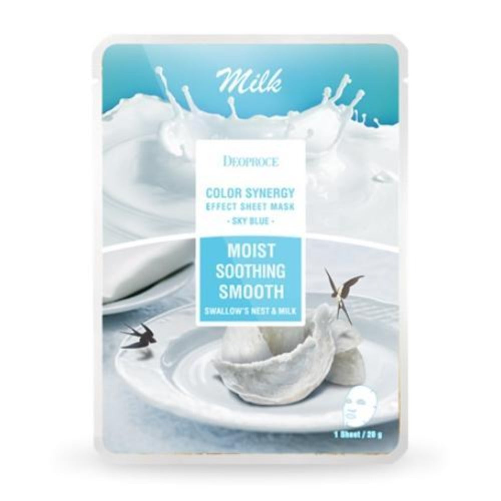 Deoproce Color Synergy Effect Sheet Mask Sky Blue Swallow's Nest and Milk 20g*5ea