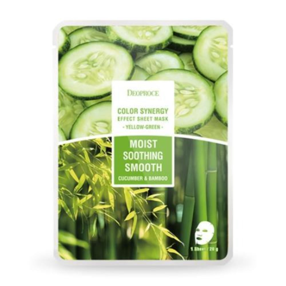 Deoproce Color Synergy Effect Sheet Mask Yellow Green Cucumber and Bamboo 20g*5ea