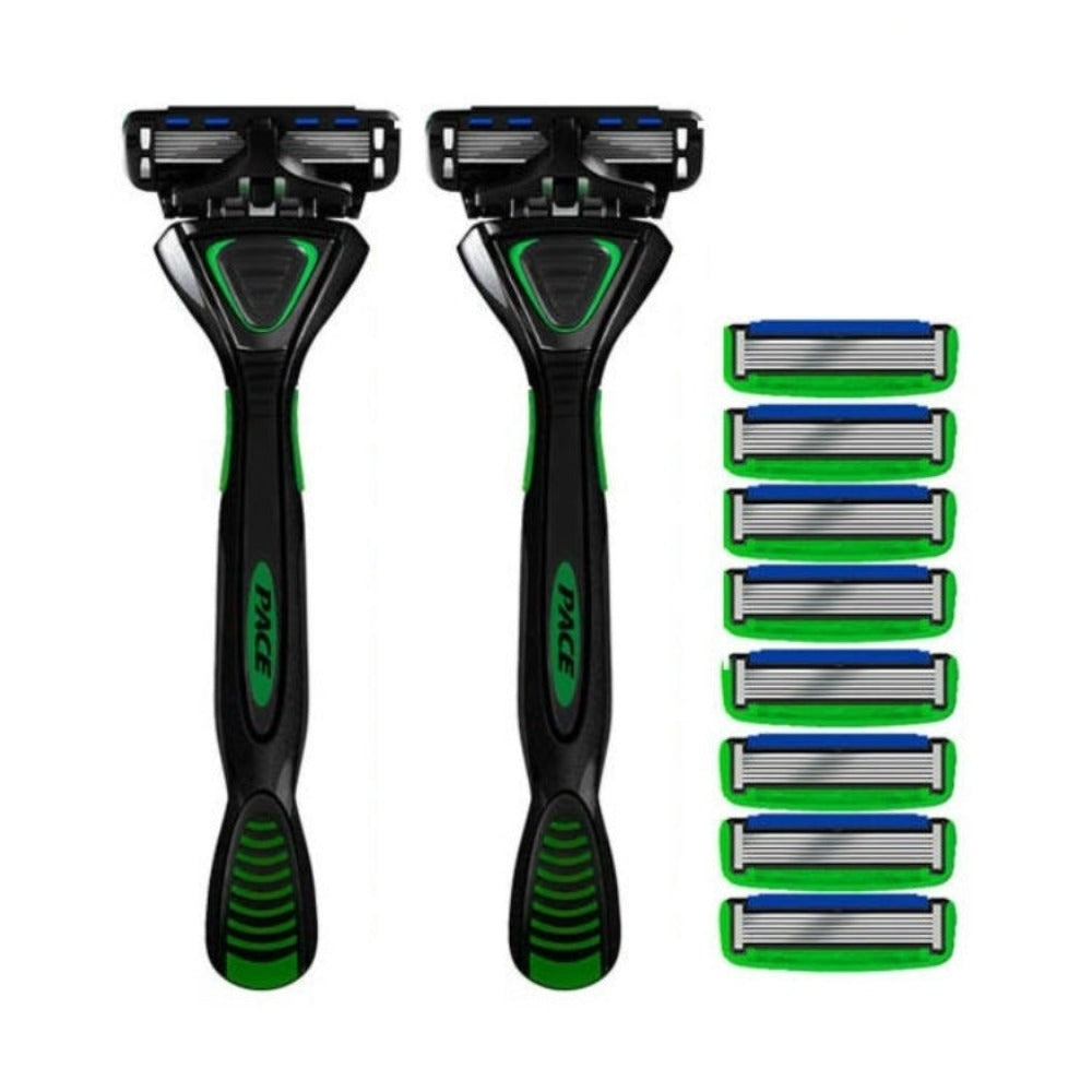 Dorco Pace6 Shaving Razor 2 Handles + 8 Cartridges Set