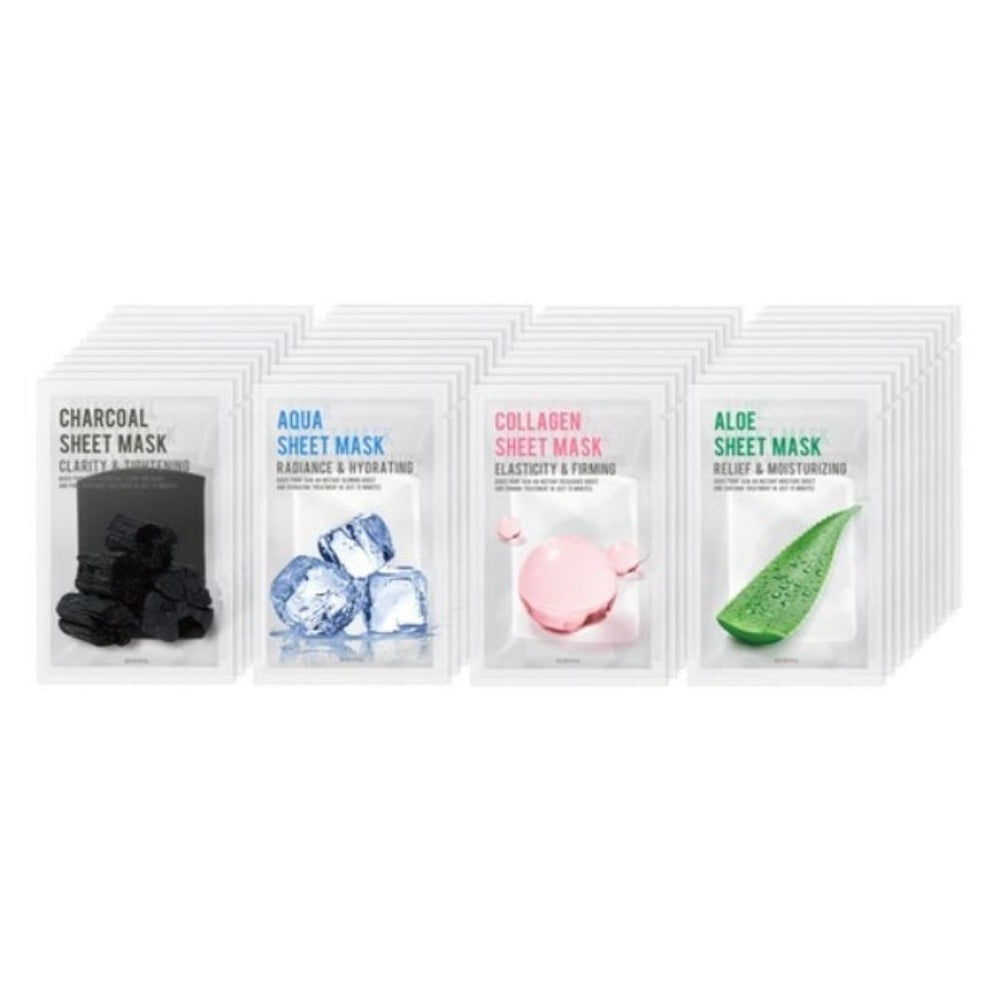 Eunyul Purity Aloe Collagen Aqua Charcoal Sheet Mask 22ml*40ea