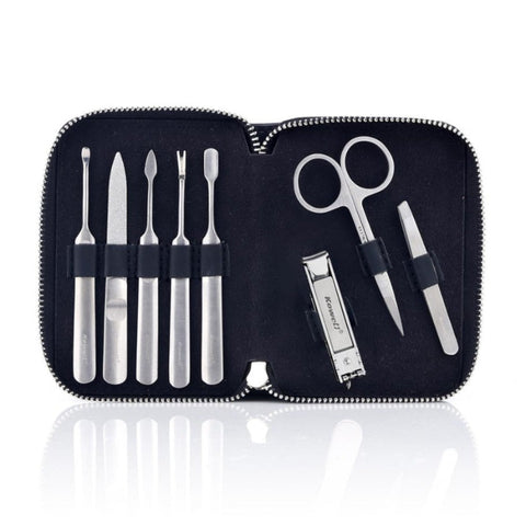 Kowell Premium Nail Clipper 7 Pieces Beauty Set Black Case K193 Made in Korea