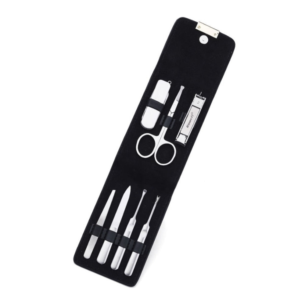 Kowell Premium Nail Clipper 7 Pieces Beauty Set Black Case P2028 Made in Korea