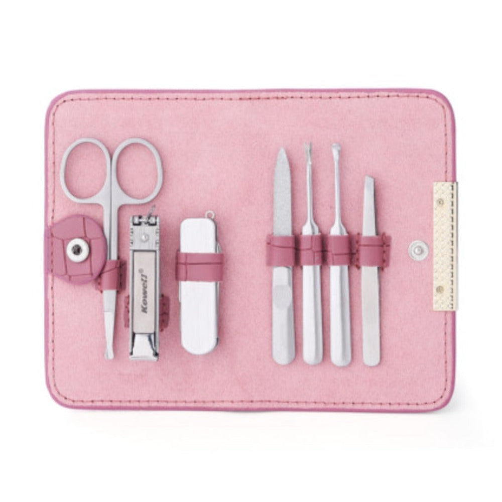 Kowell Premium Nail Clipper 7 Pieces Beauty Set Pink Case P2026 Made in Korea