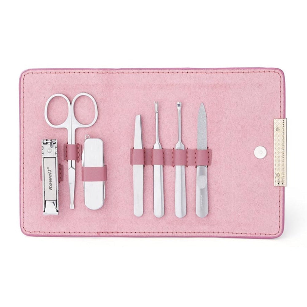 Kowell Premium Nail Clipper 7 Pieces Beauty Set Pink Case P2027 Made in Korea
